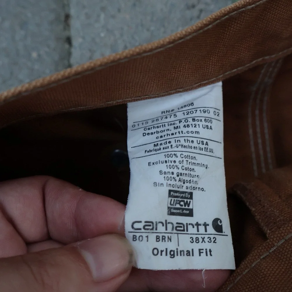 Vintage Carhartt Double Knee 38x30 Duck Canvas Carpenter B01 BRN Made in USA